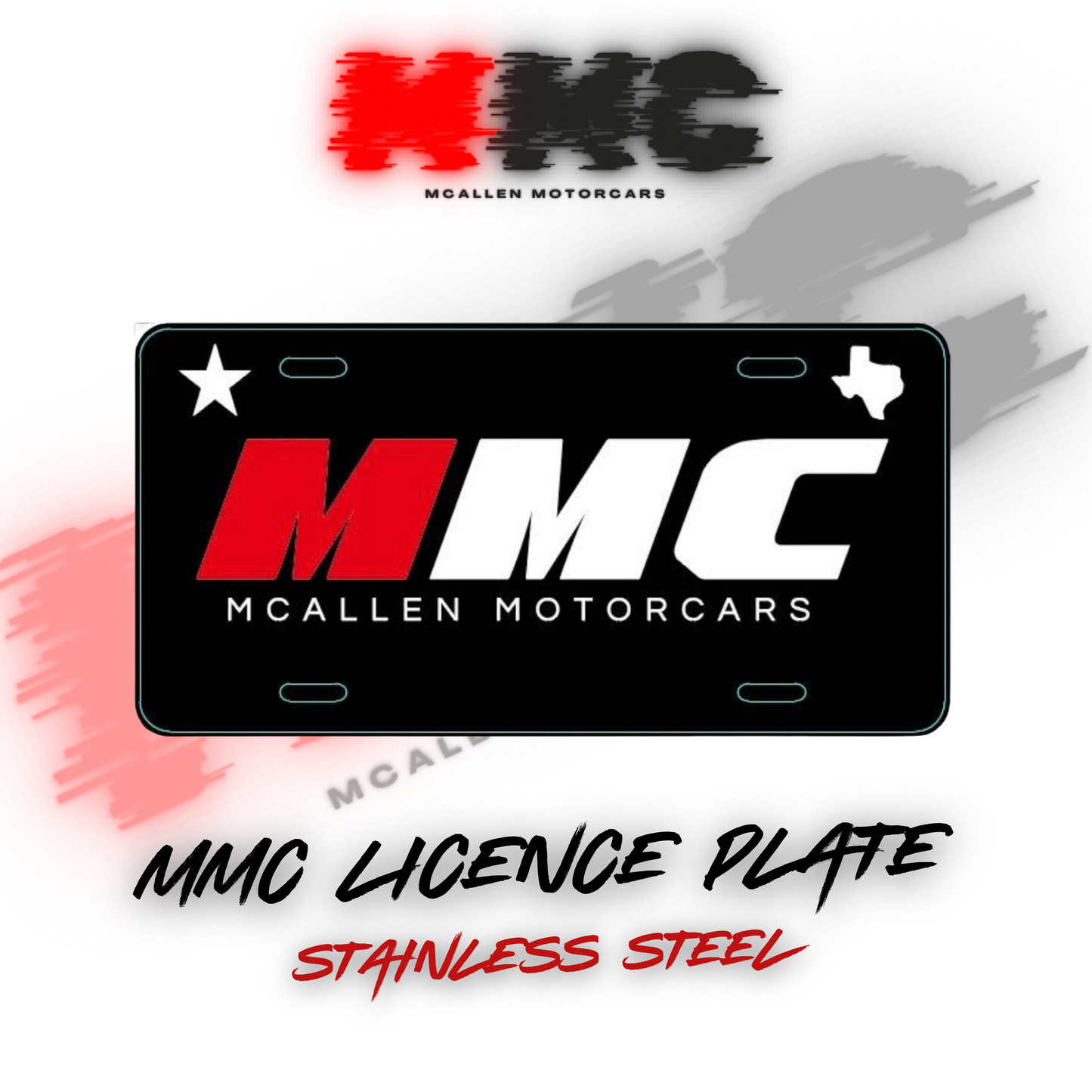 MMC Licence Plate Stainless Steel W/LoneStar Logos